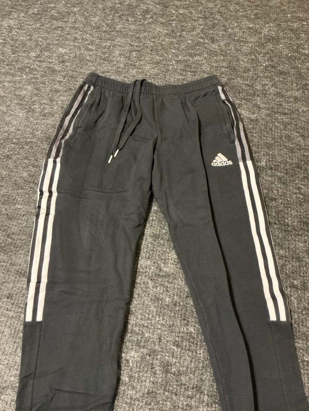 Adidas Track Pants Womens Size Large Black White Athletic Joggers